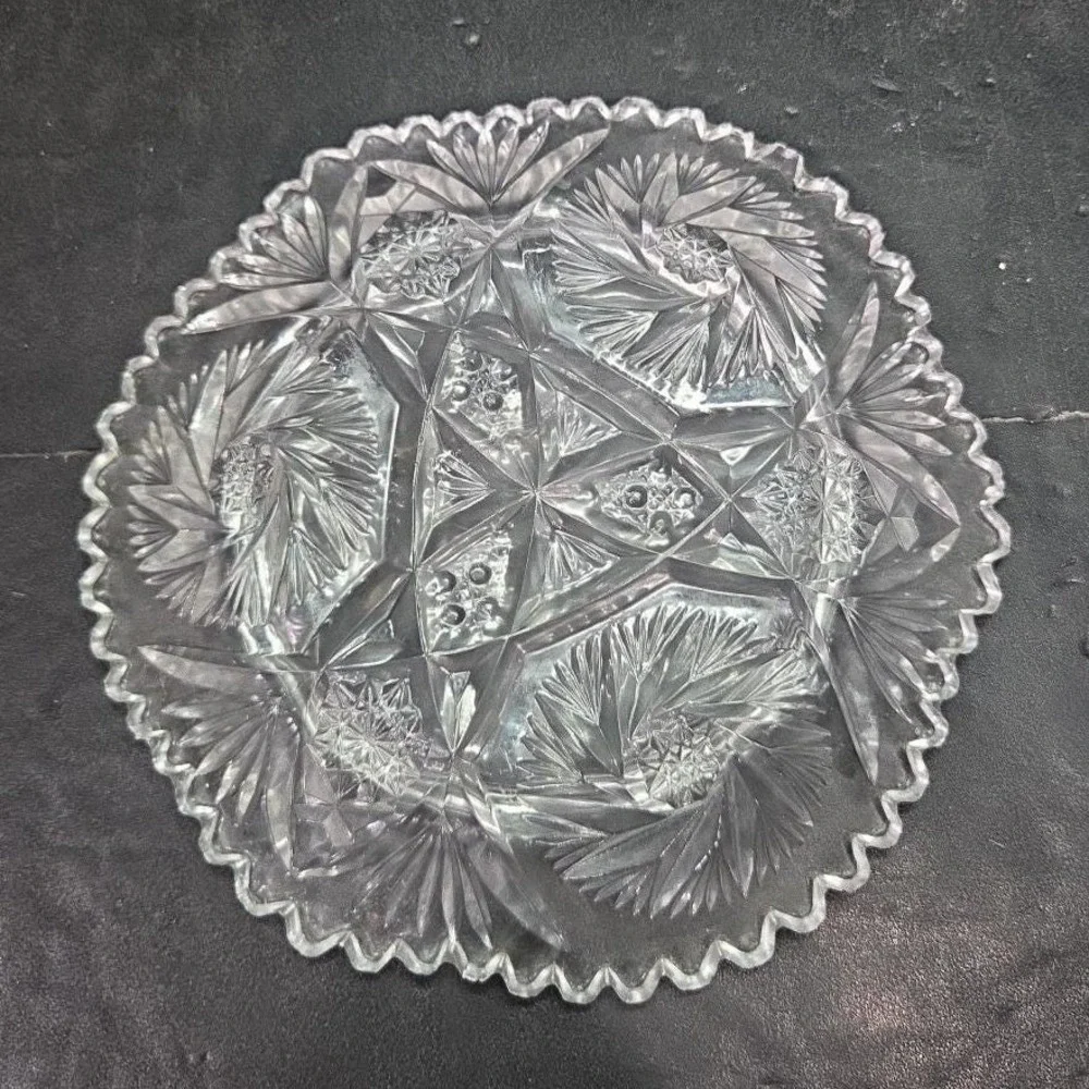 EAPG Cambridge Glass Co. Butter‎ Dish, Vintage Buzz Saw Pattern, Cheese Plate